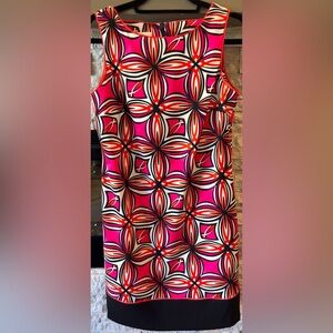 Alyx Limited Size 8 pink orange white and black print sheath dress